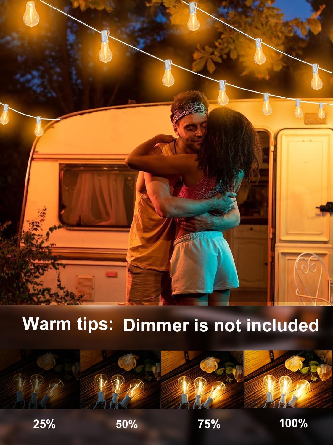 white outdoor string lights 120ft waterproof lighting for, close-up detail