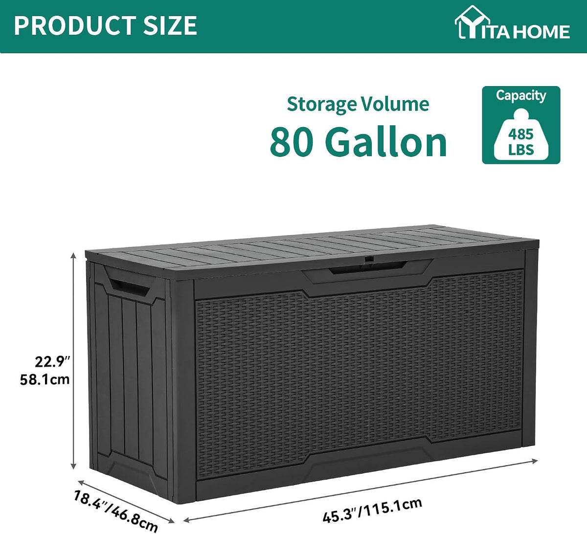 YITAHOME 80 Gallon Resin Deck Box