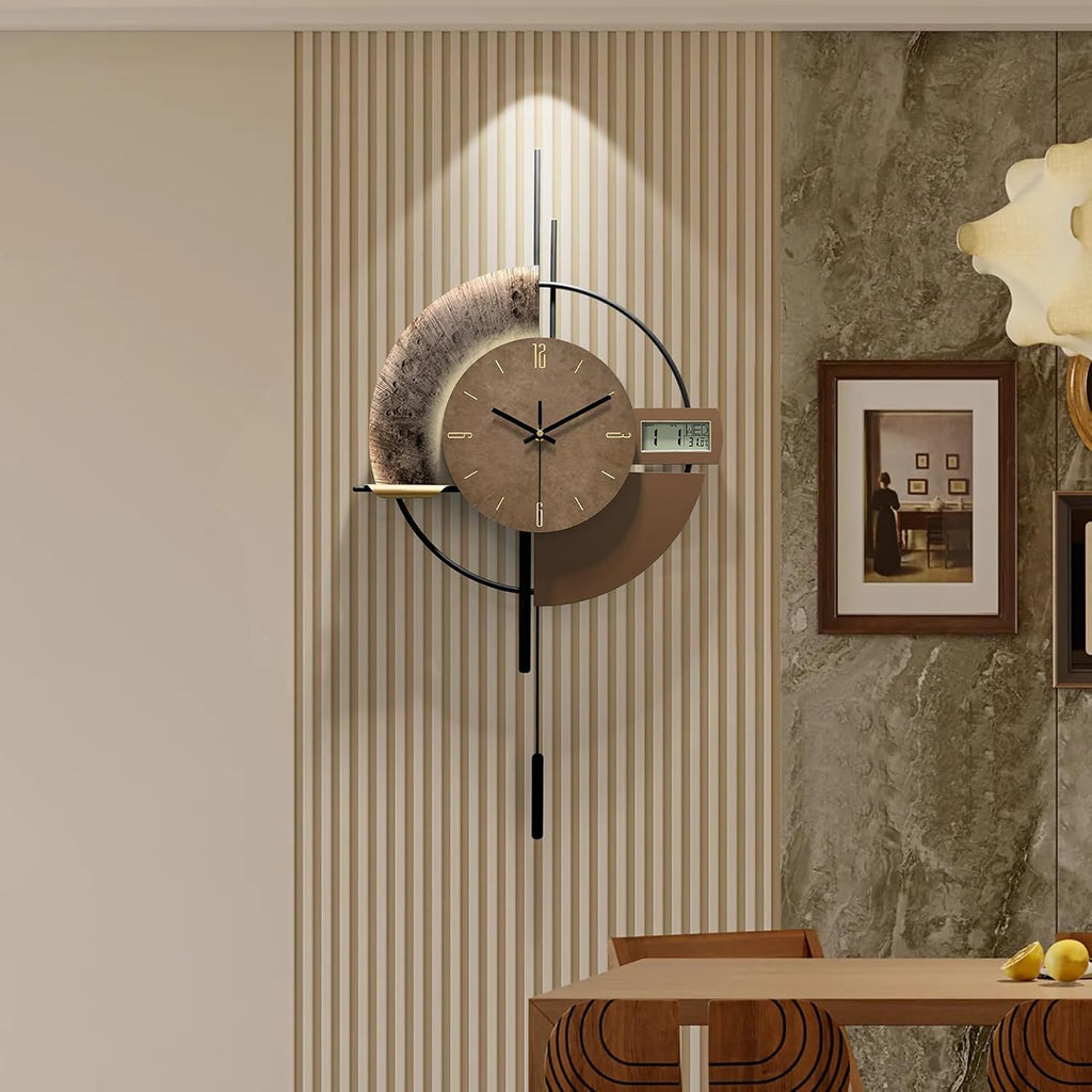Large Wall Clocks Decorative with Temperature Display℃, Silent Unique Wall Clocks for Farmhouse, Office, Living Room, Kitchen, Home, Bathroom & Bedroom Wall Decor