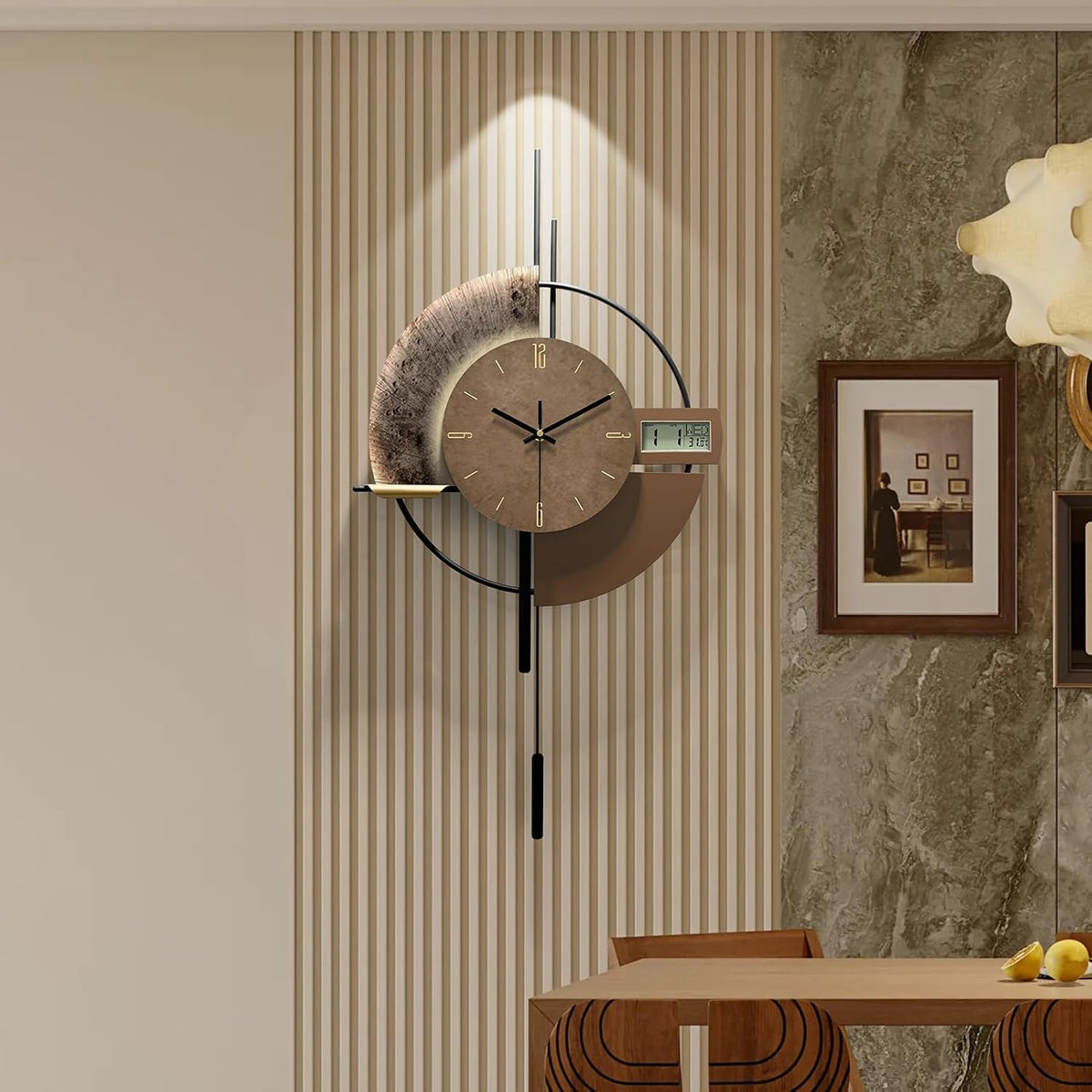 Large Wall Clocks Decorative with Temperature Display℃, Silent Unique Wall Clocks for Farmhouse, Office, Living Room, Kitchen, Home, Bathroom & Bedroom Wall Decor
