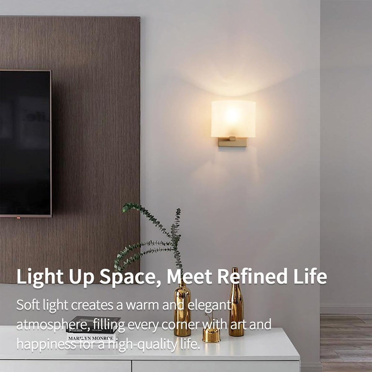 Small Flat Modern Acrylic Indoor Hardwired Gold Wall Sconce Light