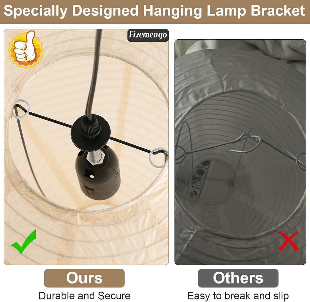 23.6in Paper Lanterns Plug in Hanging Lamp Off-White 19.7FT Cord