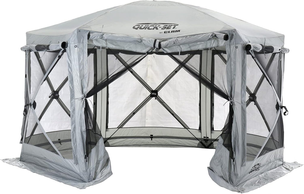 CLAM Pavilion Screen Tent | 12.5 Ft Pop Up Gazebo - Gray 8-Person Shelter
