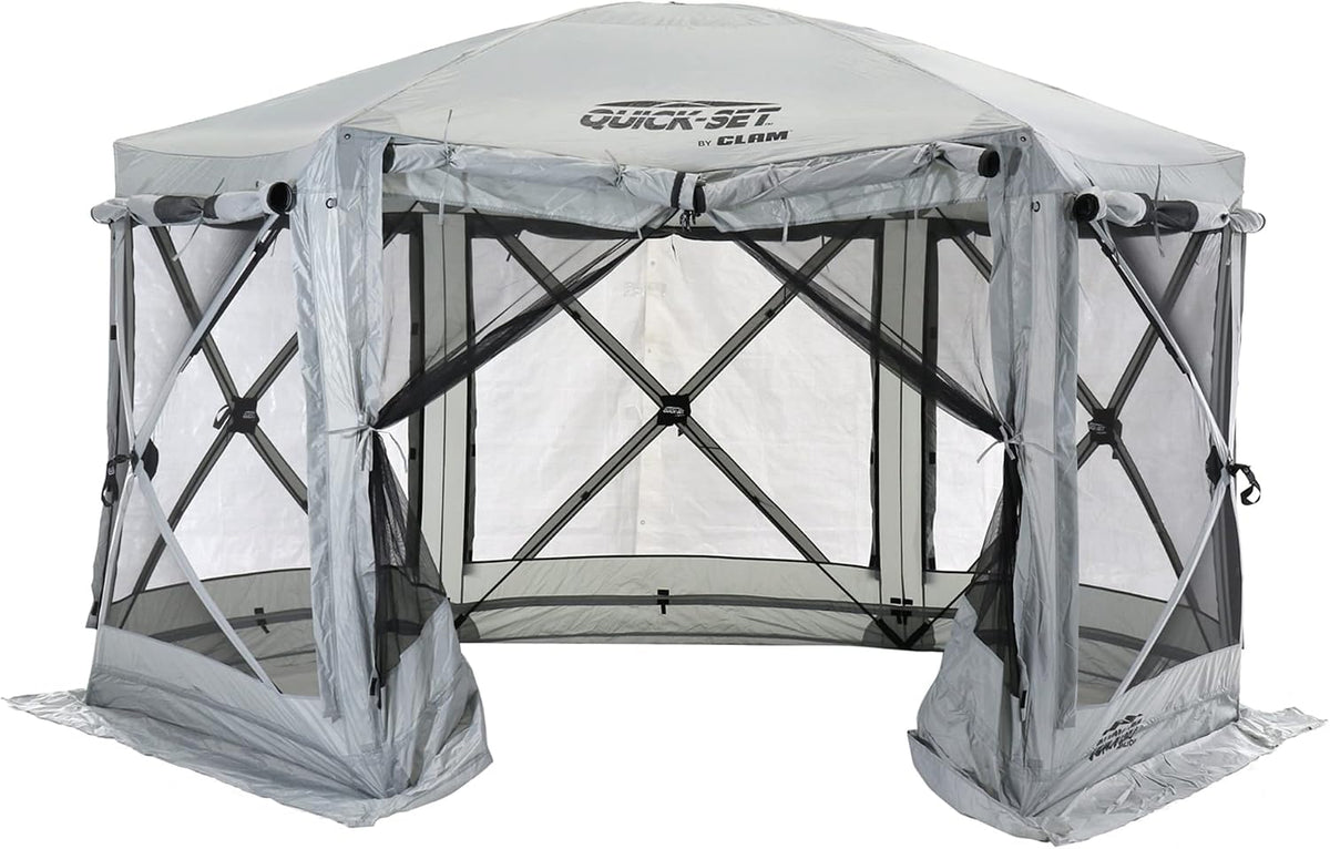 CLAM Pavilion Screen Tent | 12.5 Ft Pop Up Gazebo - Gray 8-Person Shelter