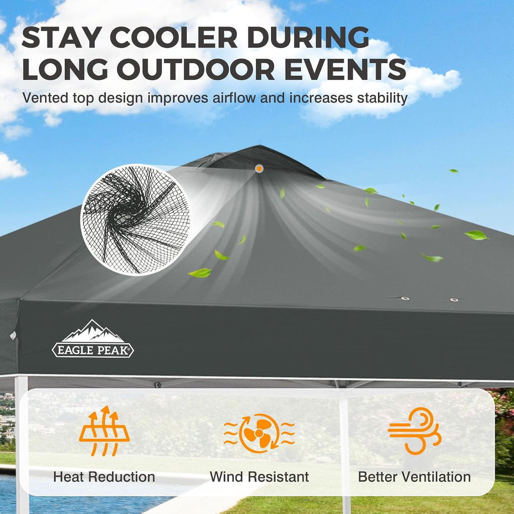 EAGLE PEAK 10x10 Pop Up Canopy Tent Easy Up Canopy Outdoor, Gray