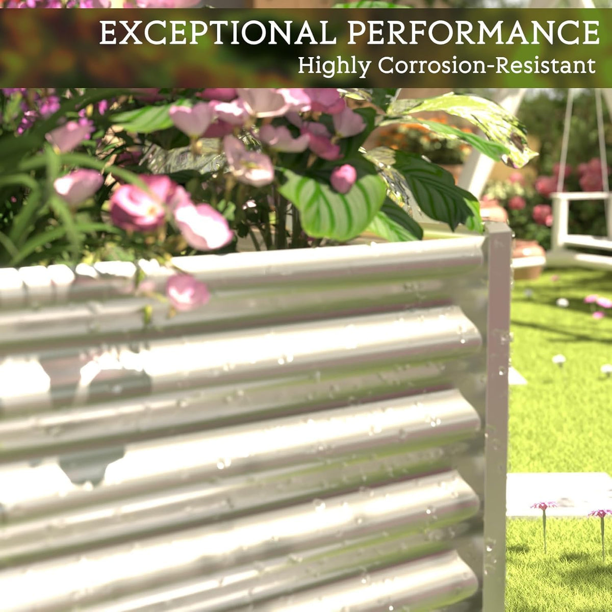 3pcs Galvanized Raised Garden Bed Outdoor,Above Ground Garden Bed for Vegetable,Metal Raised Beds for Flower,Steel Raised Beds for Gardening - 4x2ft