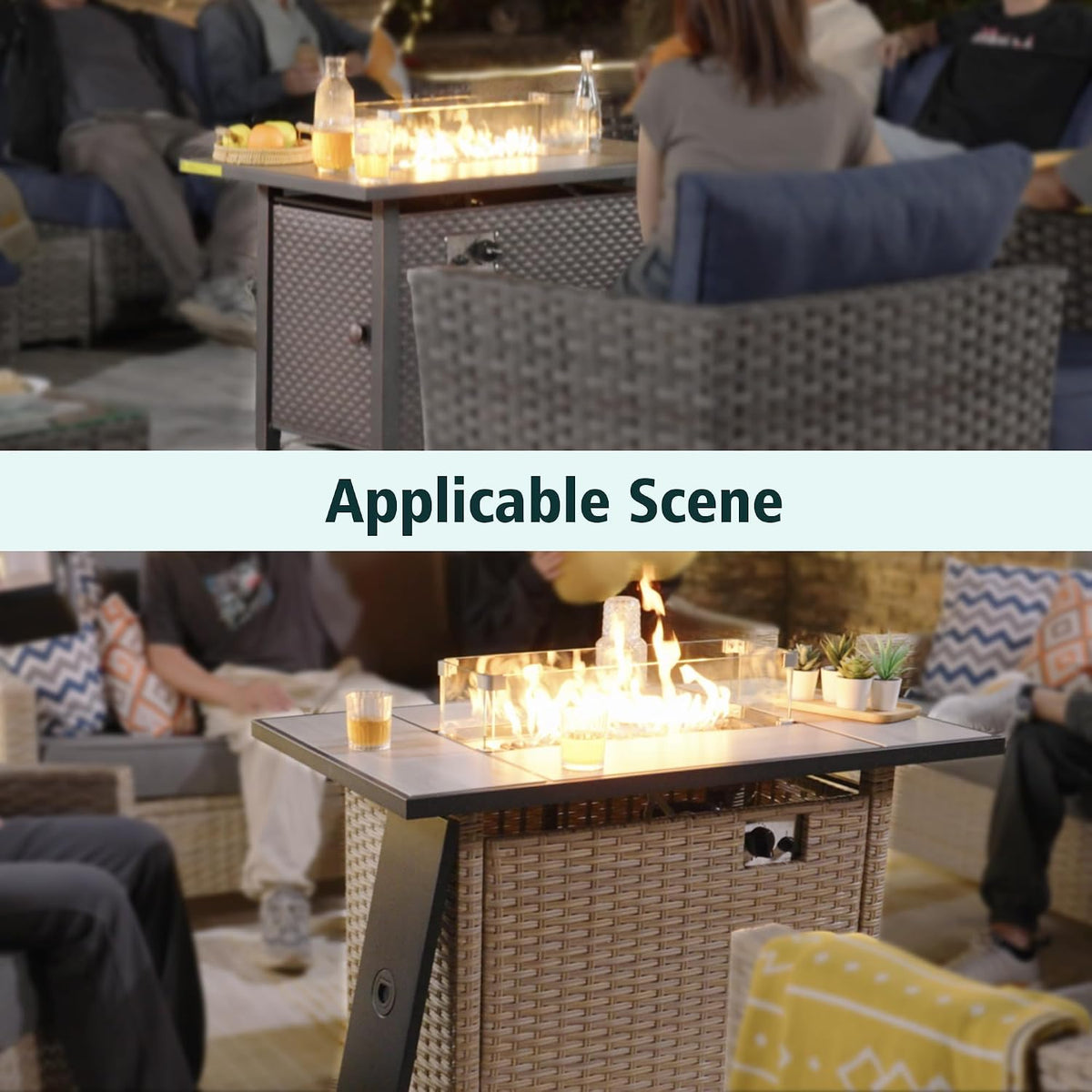 23x7x5.5 Fire Pit Glass Flame Wind Guard,Thick Tempered Glass Rectanglar FirePit Flame Shield with Aluminium Clips,Clear Wind Gaurd Fence for Patio Fire Table