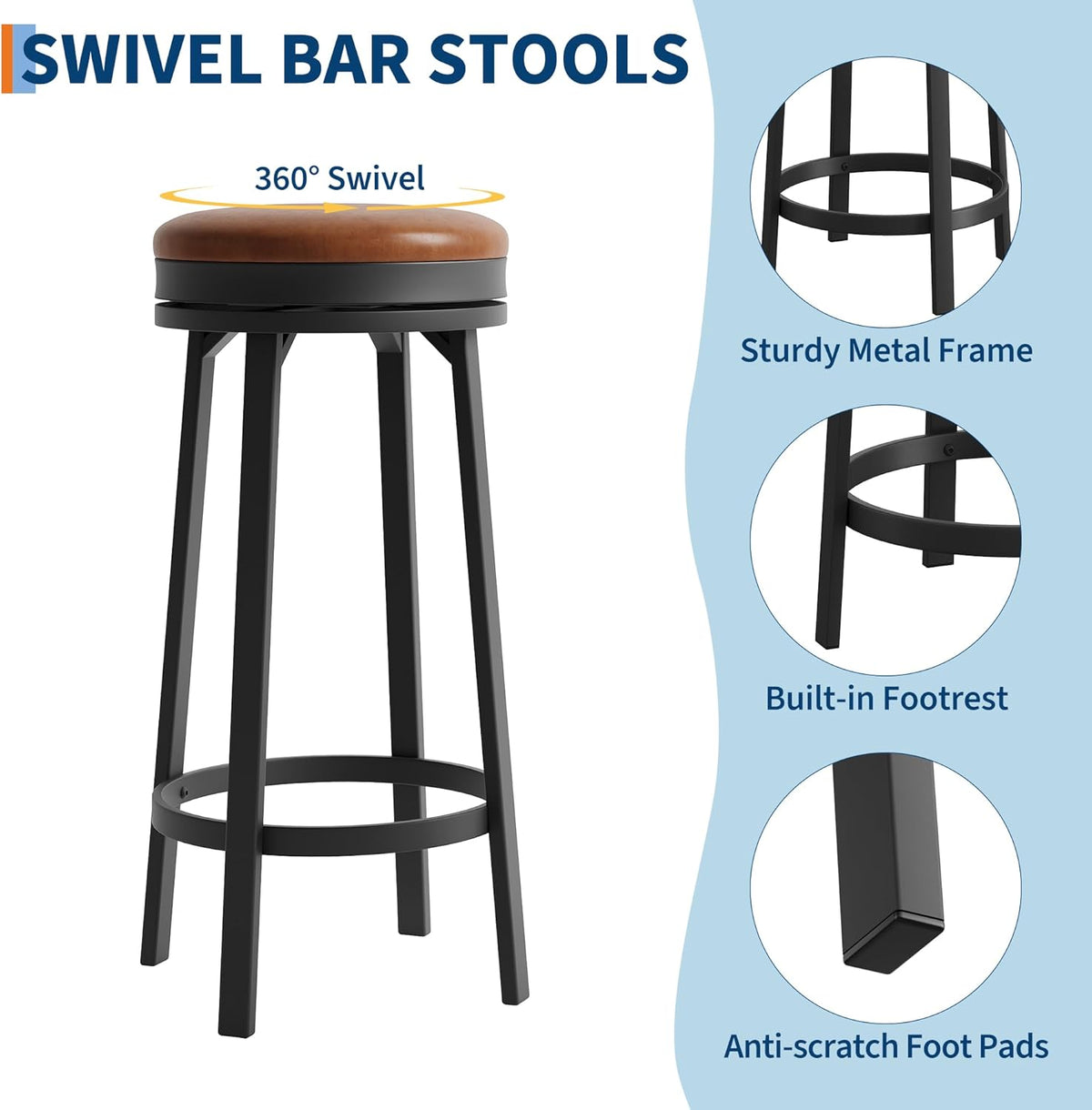 idealhouse 30'' swivel bar stools set of 4, package contents