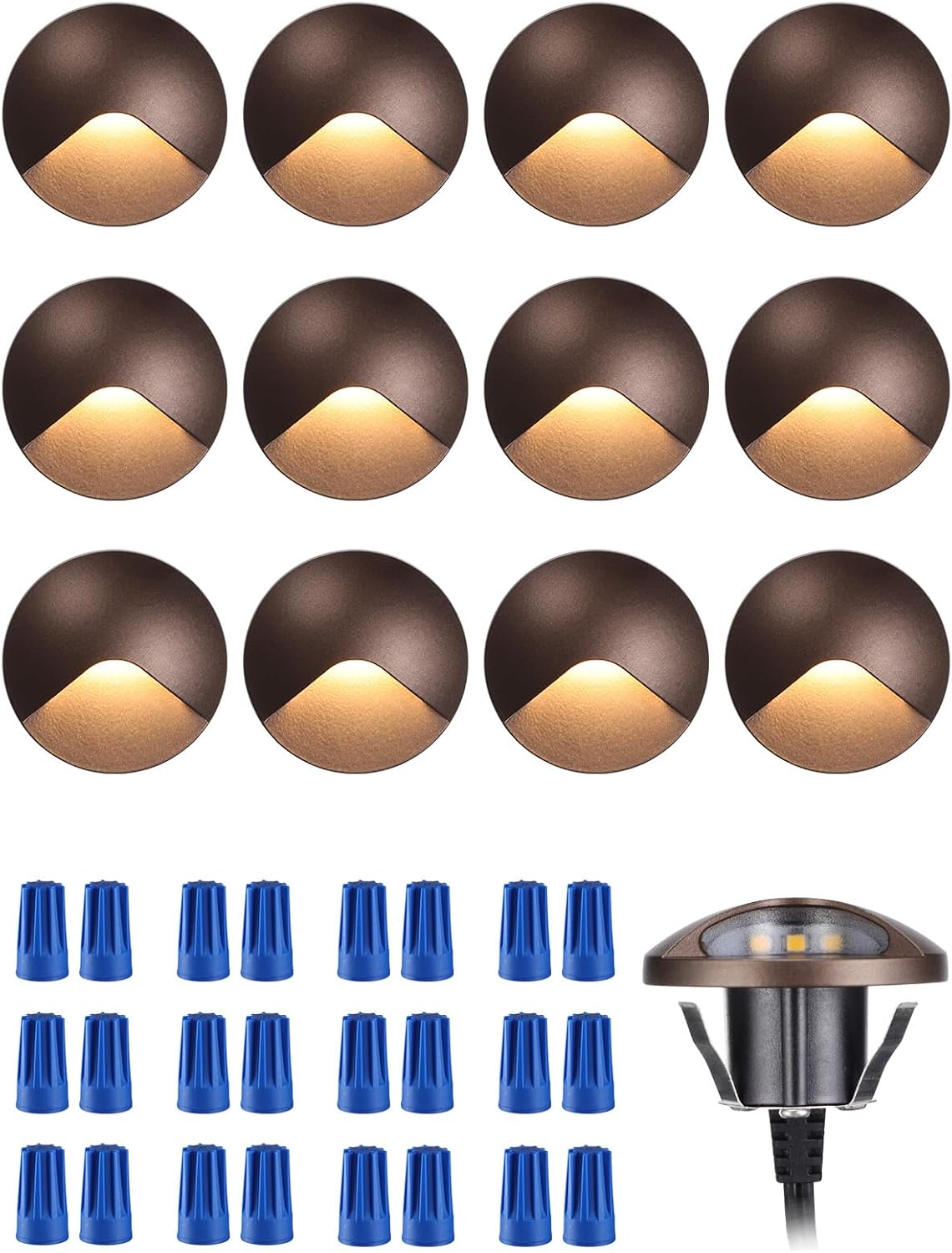LEONLITE 12-Pack Recessed Low Voltage LED Deck Light Anti-Glare, 3000K