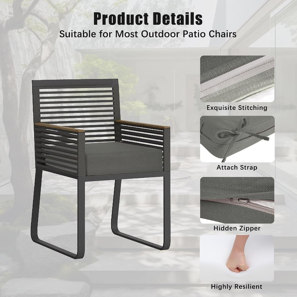 Favoyard 2-Pack Outdoor Chair Cushion, 19 x 19 x 3 in, Rainproof, Dark Gray