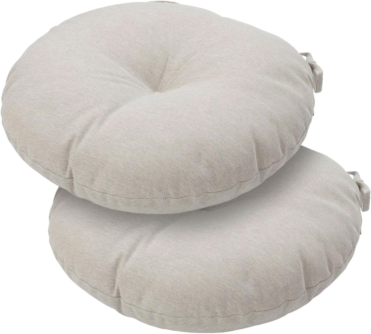 Bistro Chair Cushions 15 inch,Set of 2,Tufted Round Chair Cushions with Ties,15"x15"x4",Water Resistant Round Seat Cushion for Barstool Chairs,Patio Garden Kitchen Outdoor Furniture(Light Brown)
