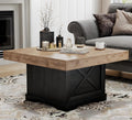 Lareth 31.5 in Rustic Coffee Table for Living Room with X-Design, Square