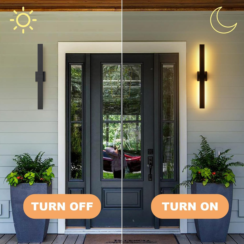 Black Modern LED Outdoor Wall Sconce 31.5" Long Outdoor Wall Lights Exterior Lighting Fixtures for House Porch Patio Garage Front Door, Easily Install Anywhere