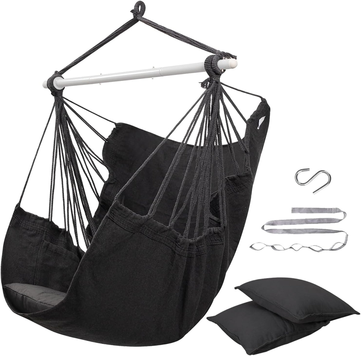 ADVOKAIR Hammock Chair Swing, Heavy-Duty Hanging Rope Swing Seat Supports 500 Lbs, Ideal for Outdoor Patio, Backyard, Porch, Deck & Indoor Bedroom Use