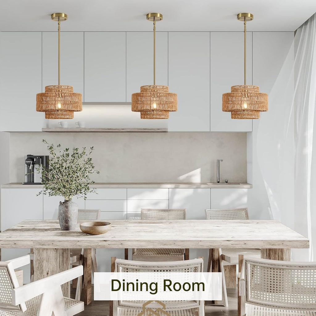 12.4" rattan pendant light for kitchen island, boho, package contents