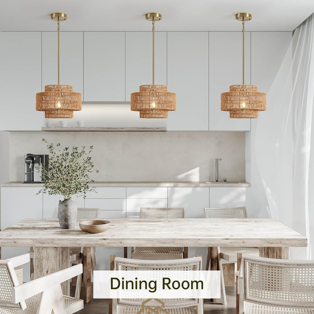 12.4" rattan pendant light for kitchen island, boho, package contents