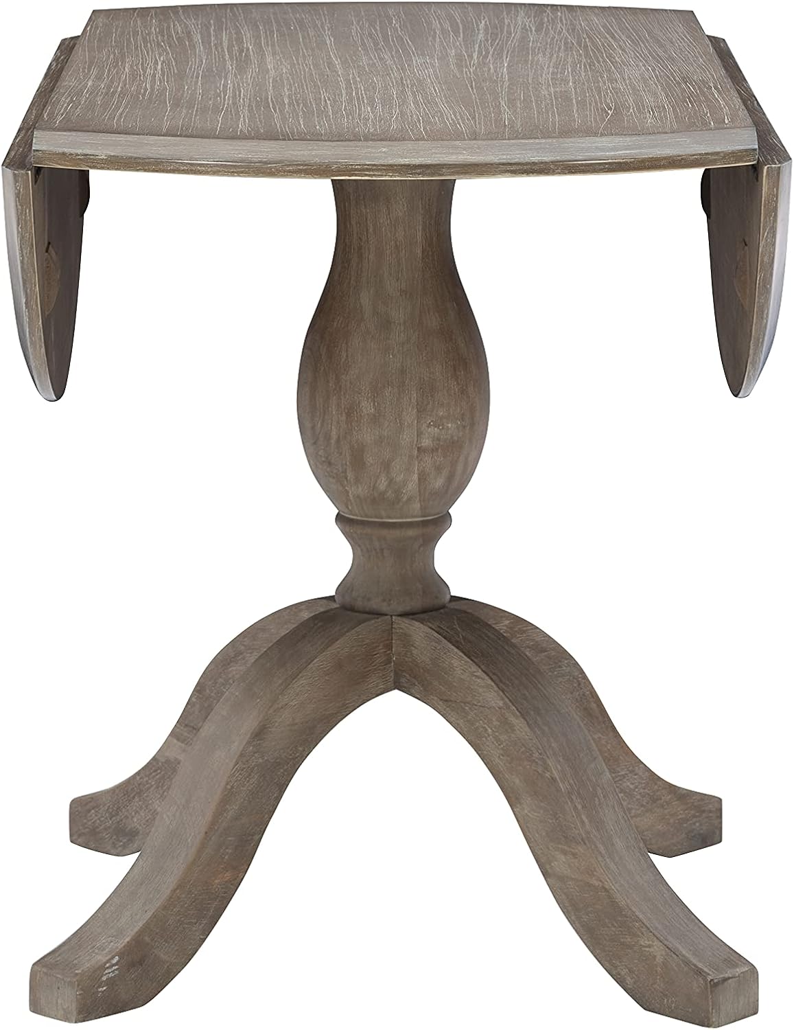 Linon Home Decor Mauro Antique Rustic Brown Drop Leaf Small Dining Table with Pedestal Base