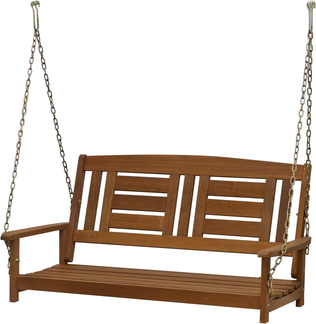 Furinno TIOMAN Hardwood 2-Seater Porch Swing with Chains, Natural