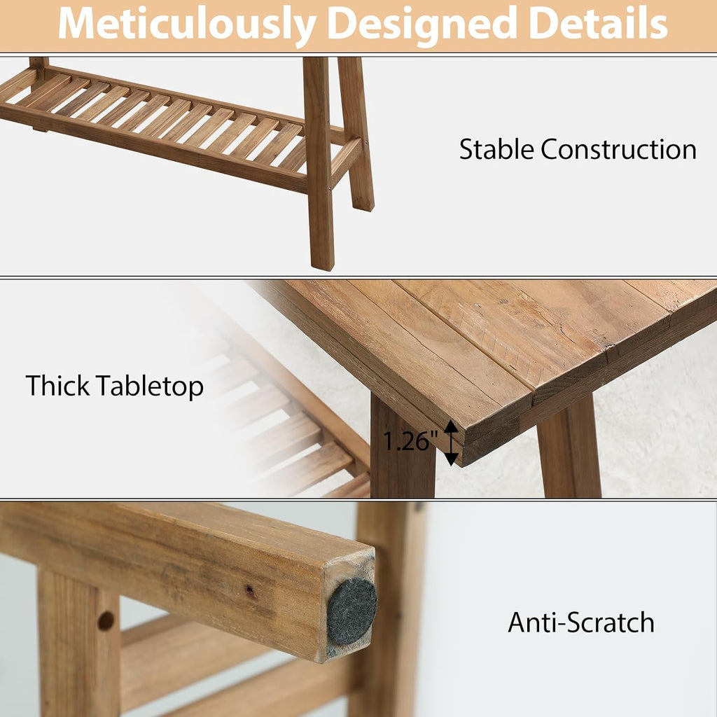 HOKYHOKY Reclaimed Solid Wood Bench-43.3" Entryway Bench with Storage Shelf