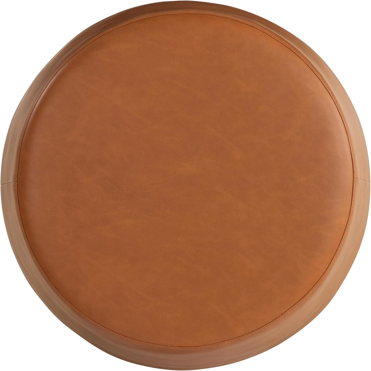 Studio Living Waverly 24" Thimble Ottoman, Urban Transitional, Fully Assembled, Vegan Leather Fabric, Carmel