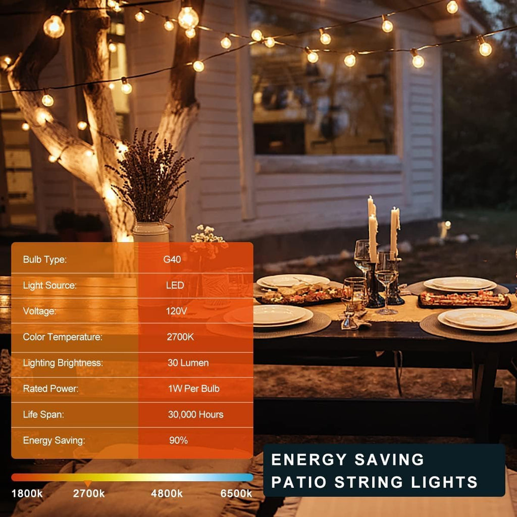 Kawaya G40 Outdoor String Lights 240FT IP65 Waterproof 2700K Patio Light