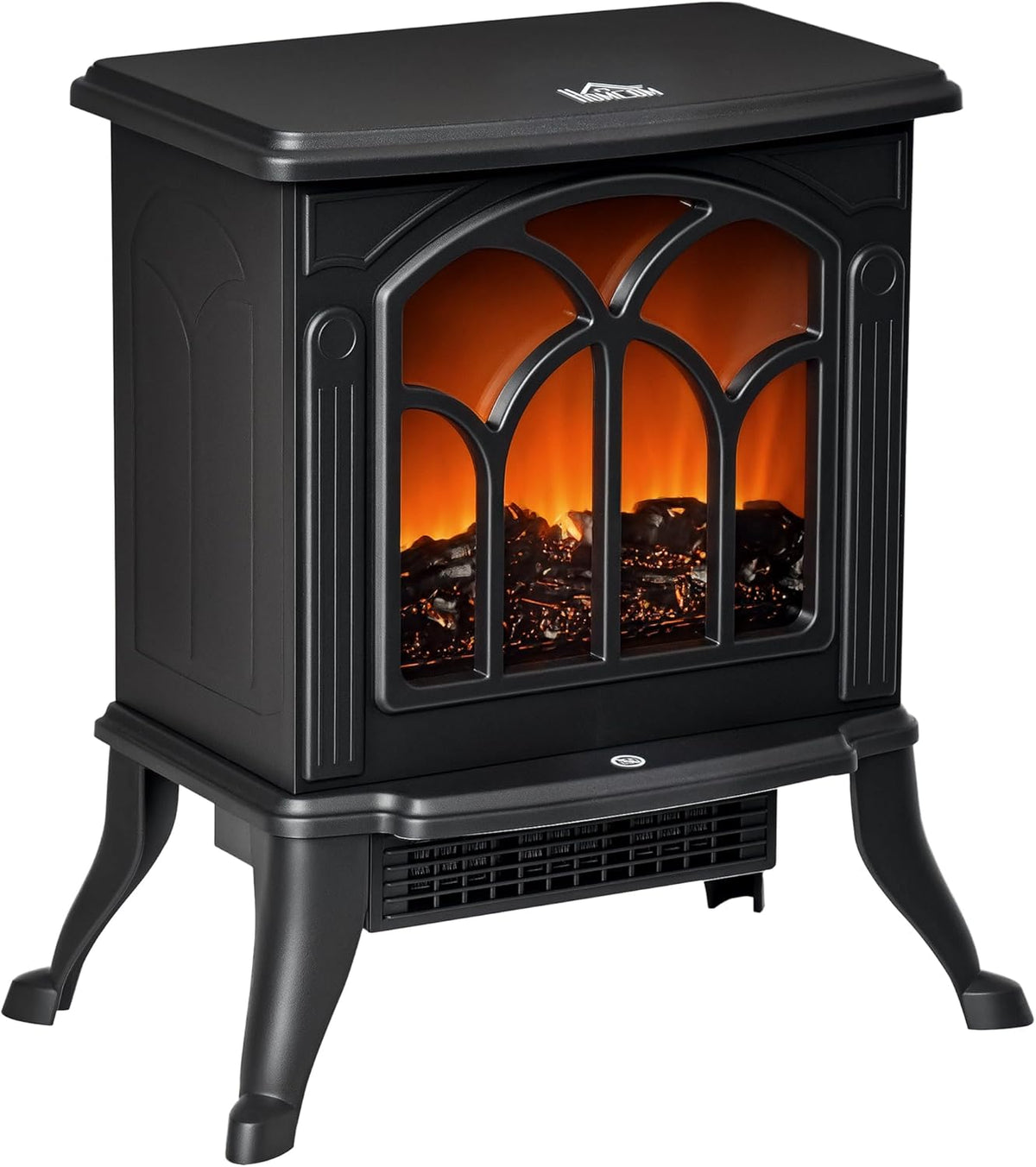 HOMCOM 17" Freestanding Electric Fireplace Stove Heater 750W/1500W Black