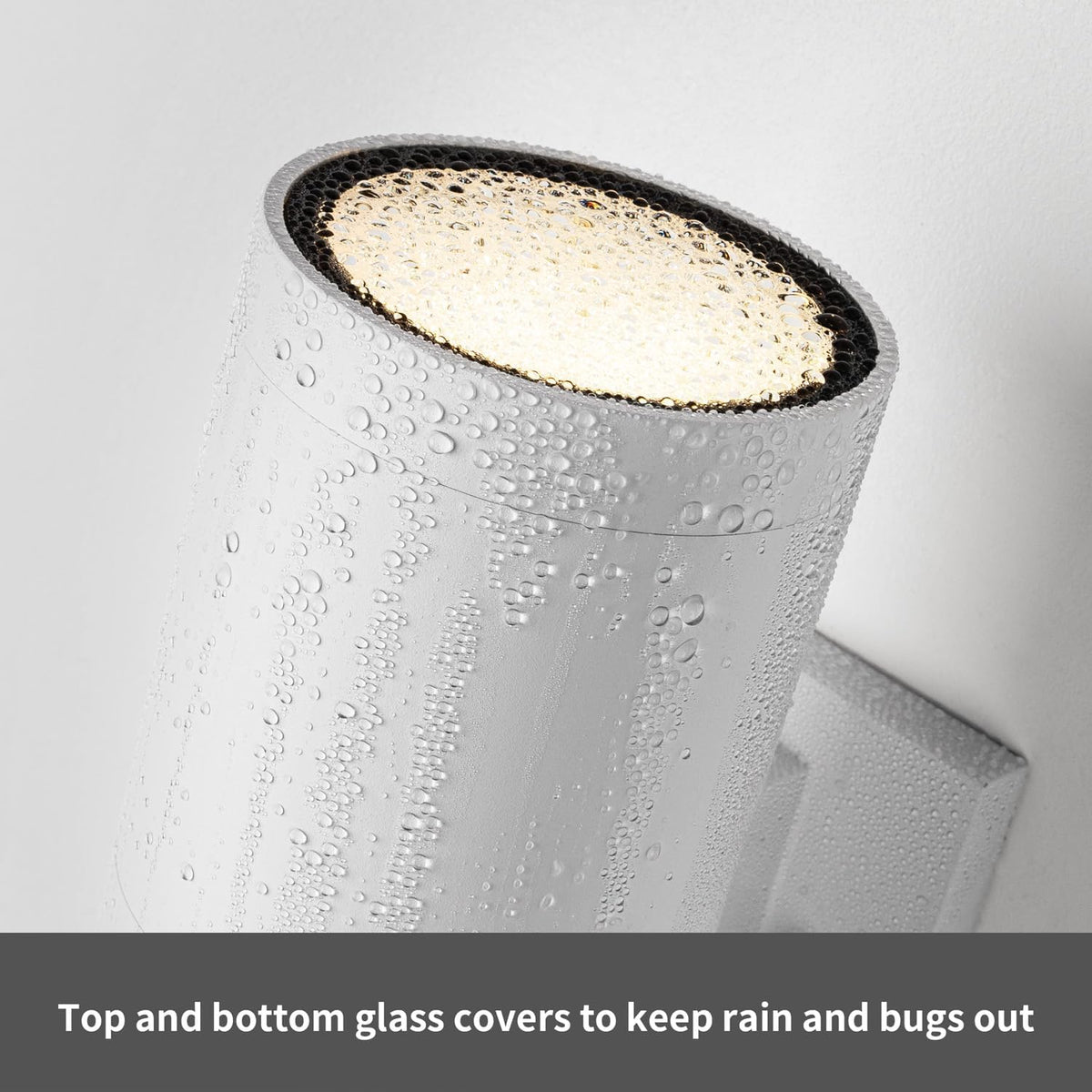mirrea 12" Modern Outdoor Porch Light in 2 Lights, 2 Pack, Matte White