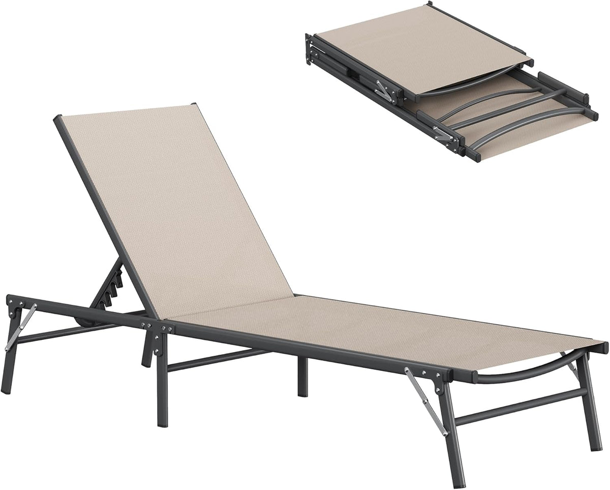 UDPATIO Folding Patio Lounge Chairs Outdoor Pool Chaise Lounge Chair