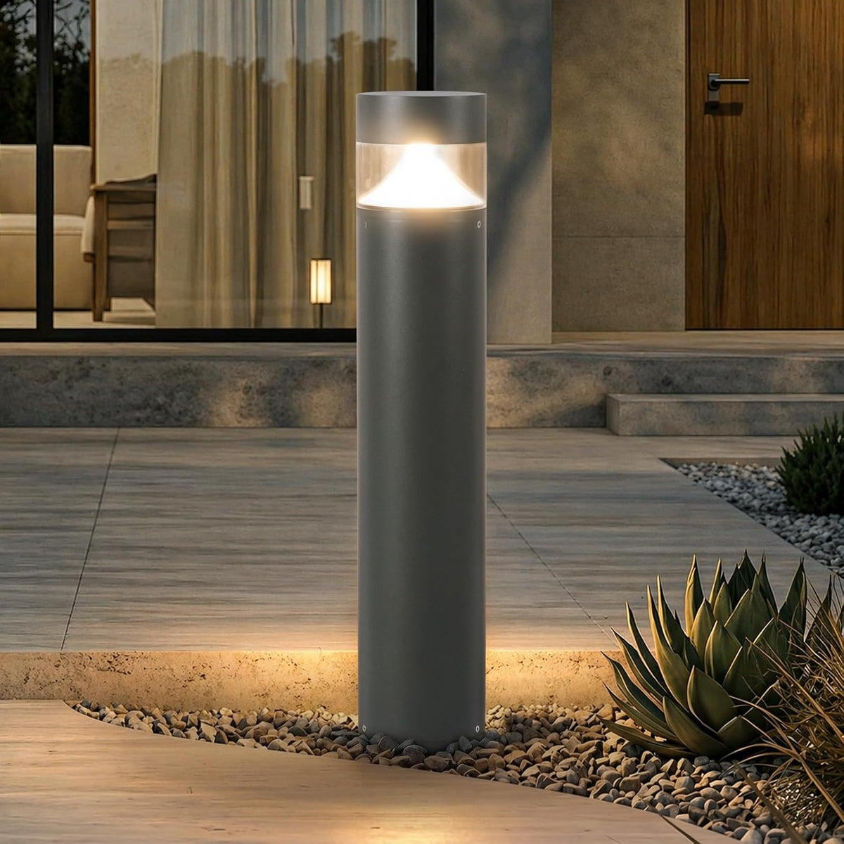 31.5'' Outdoor Pathway Lights Hard Wired, IP65 Waterproof Driveway Lights, AC100-240V Path Light, 3000K LED Bollard Light Outdoor, Modern Landscape Lighting for Walkway Garden Lawn Patio Yard