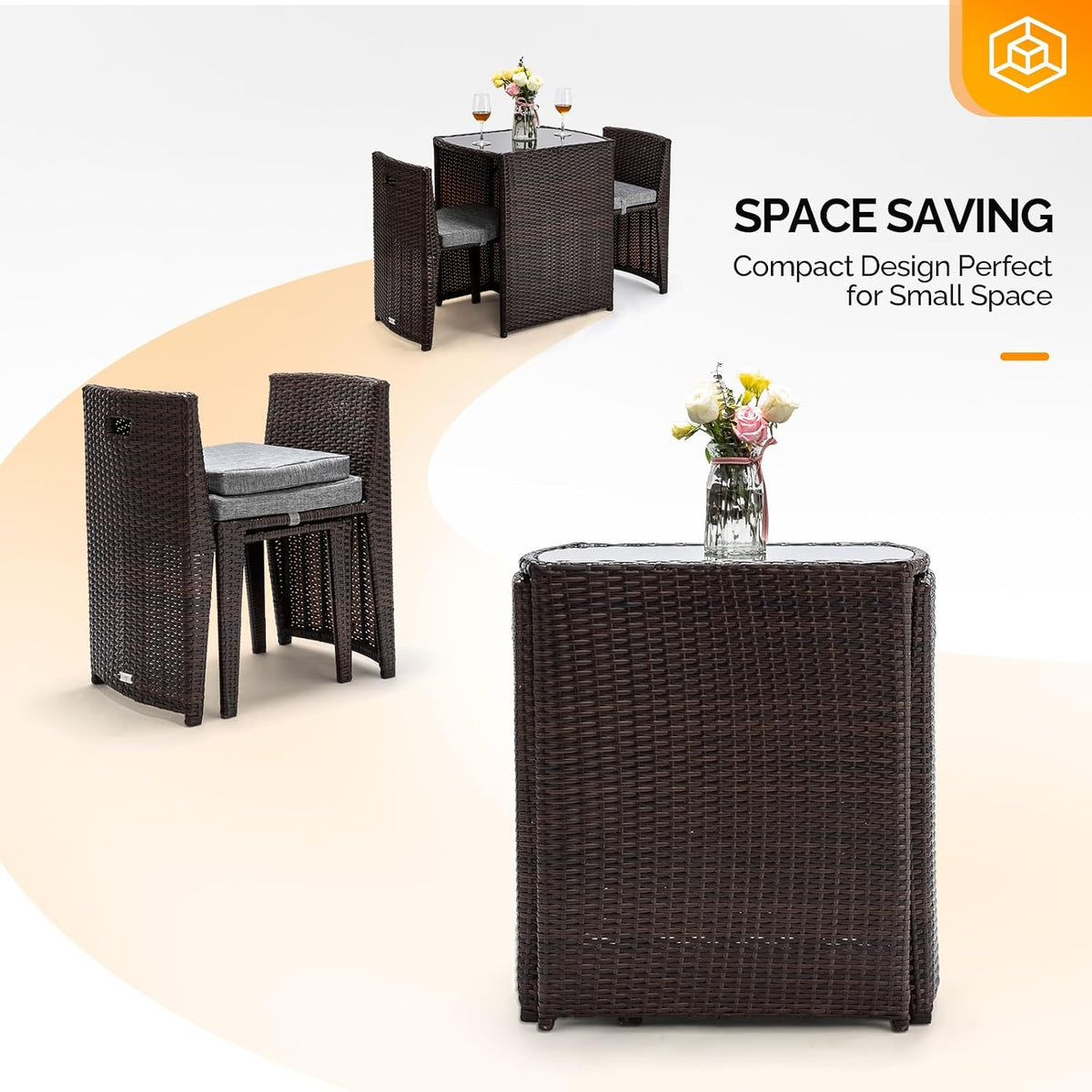 bonnlo 3 pcs wicker outdoor patio bistro set shown in use