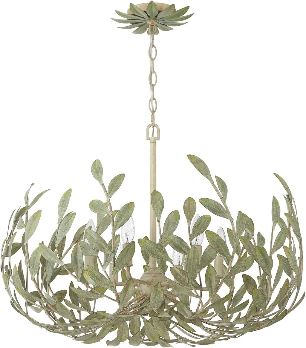 Crystorama Broche 6 Light Champagne Green Tea Chandelier