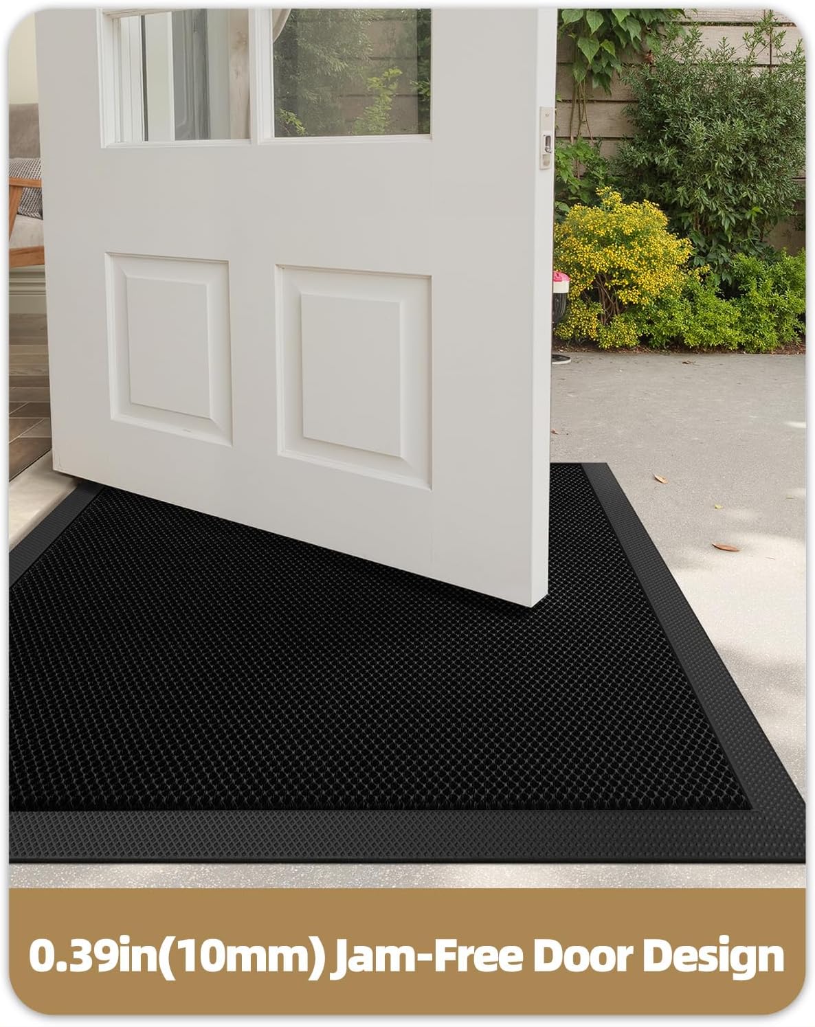 Color&Geometry Outside Welcome Front Door Mat, 24"x36" Black