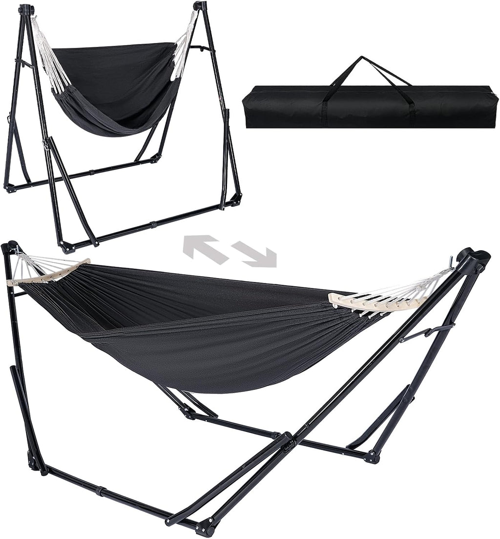 2-in-1 Hammock Chair with Stand, Portable Hammock, Black