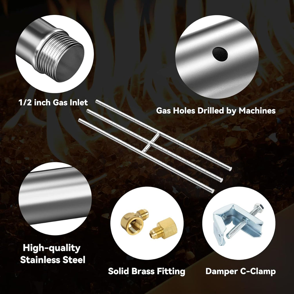 Skyflame 30" x 6" Rectangular Gas Fire Pit H-Burner
