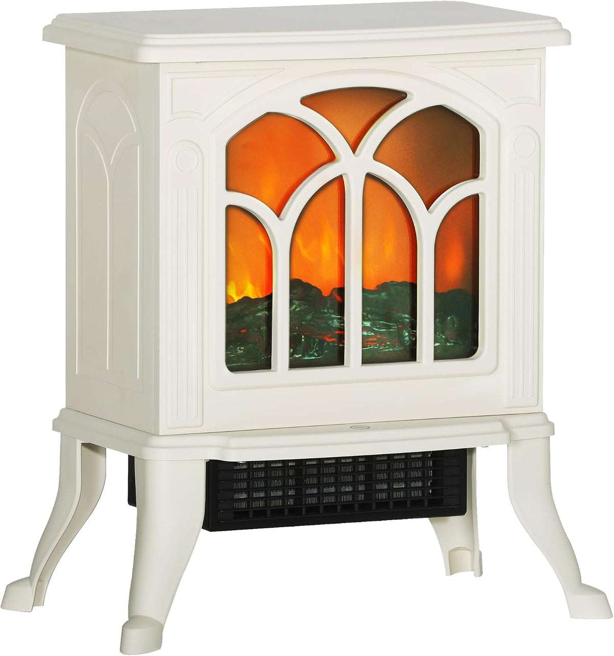 HOMCOM 17" Freestanding Electric Fireplace Stove 750W/1500W Beige