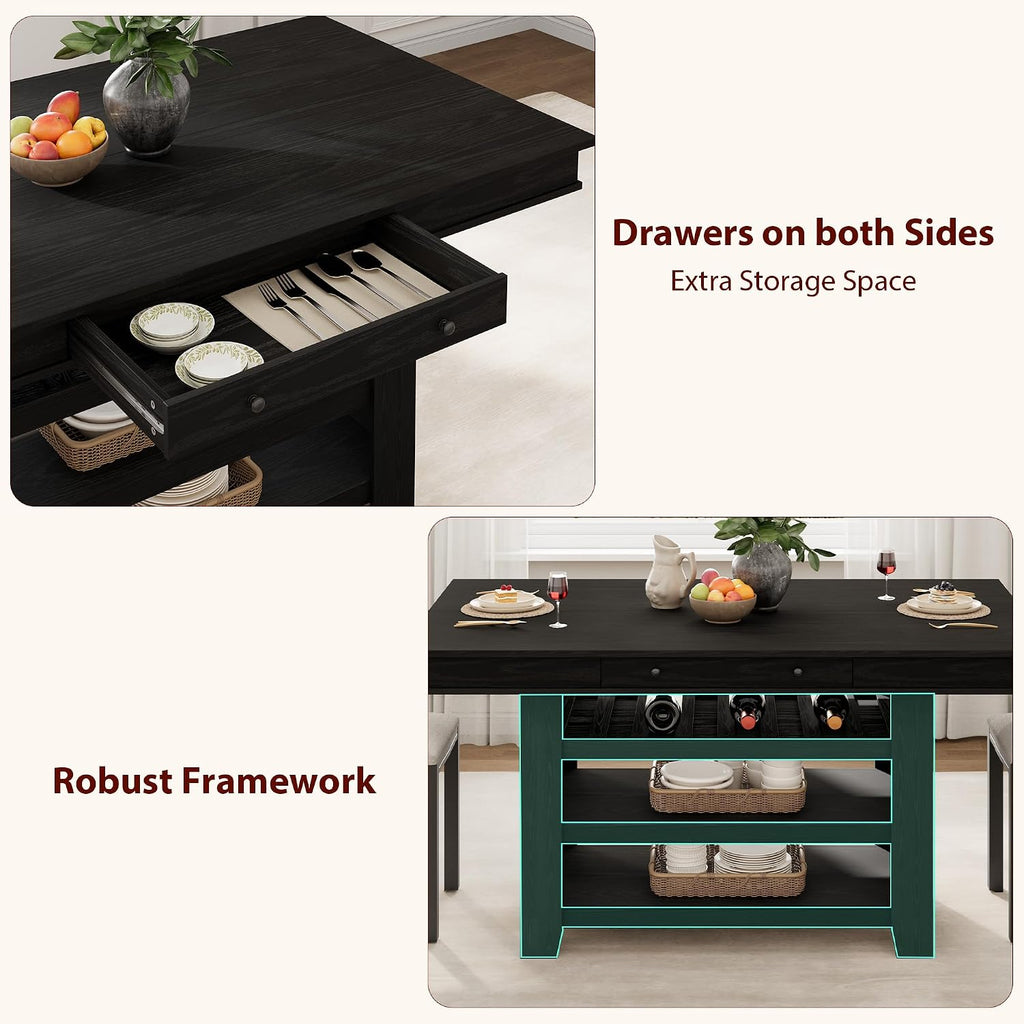 Garvee Rectangular Large Counter Height Dining Table with Storage for 4-6