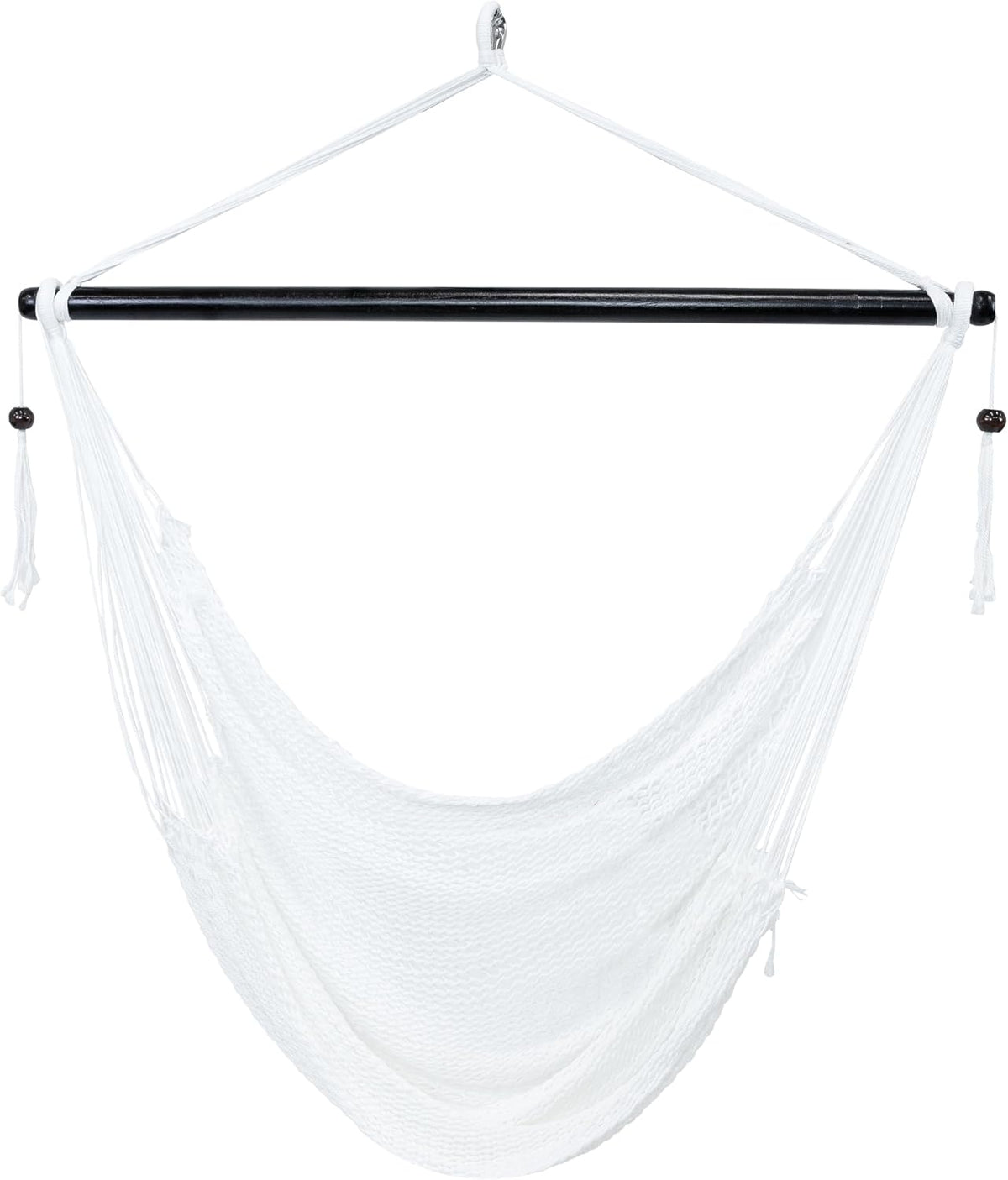 Sunnydaze Hanging Hammock Chair Swing for Patio, Caribbean, White