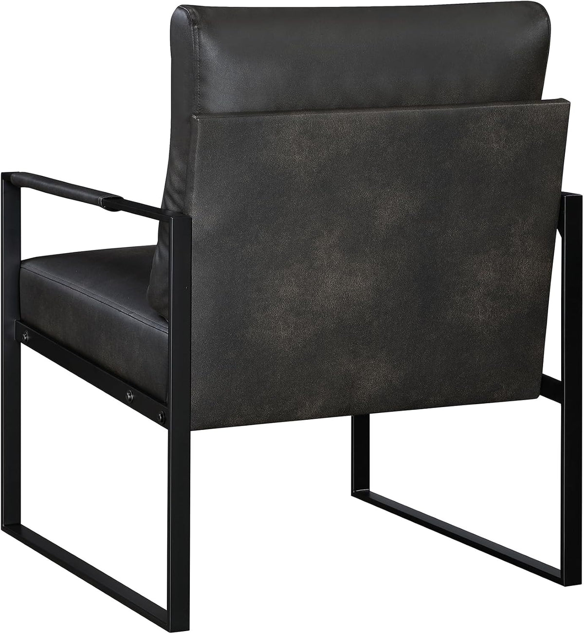 Lexicon Modern Faux Leather Accent Chair, Metal Frame, Dark Brown
