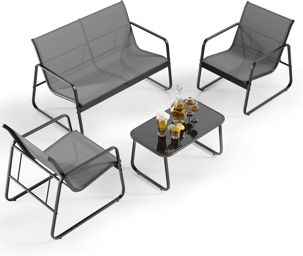 Gizoon 4 Piece Patio Furniture Set, Outdoor Conversation Set
