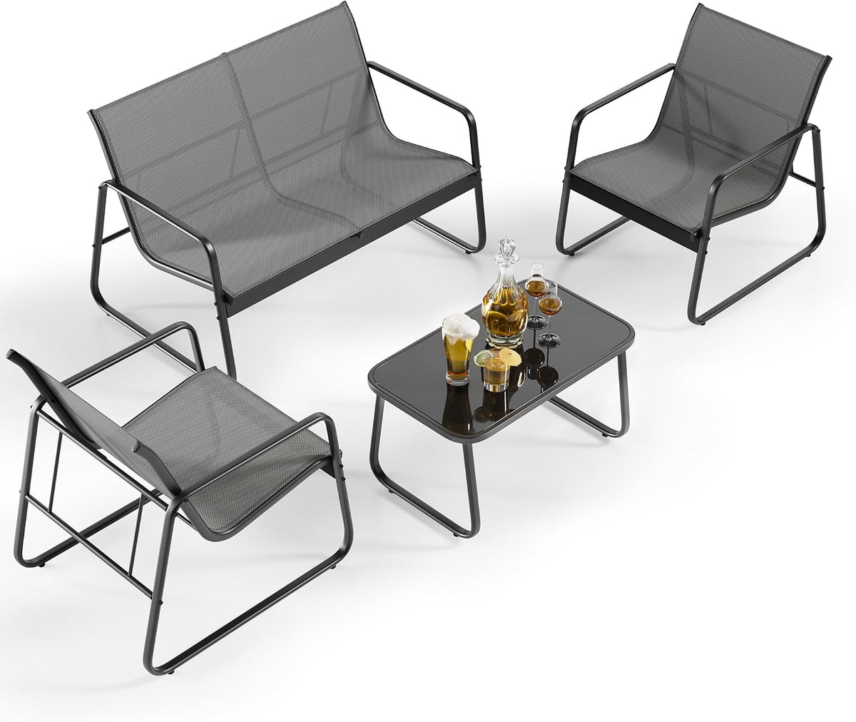 Gizoon 4 Piece Patio Furniture Set, Outdoor Conversation Set