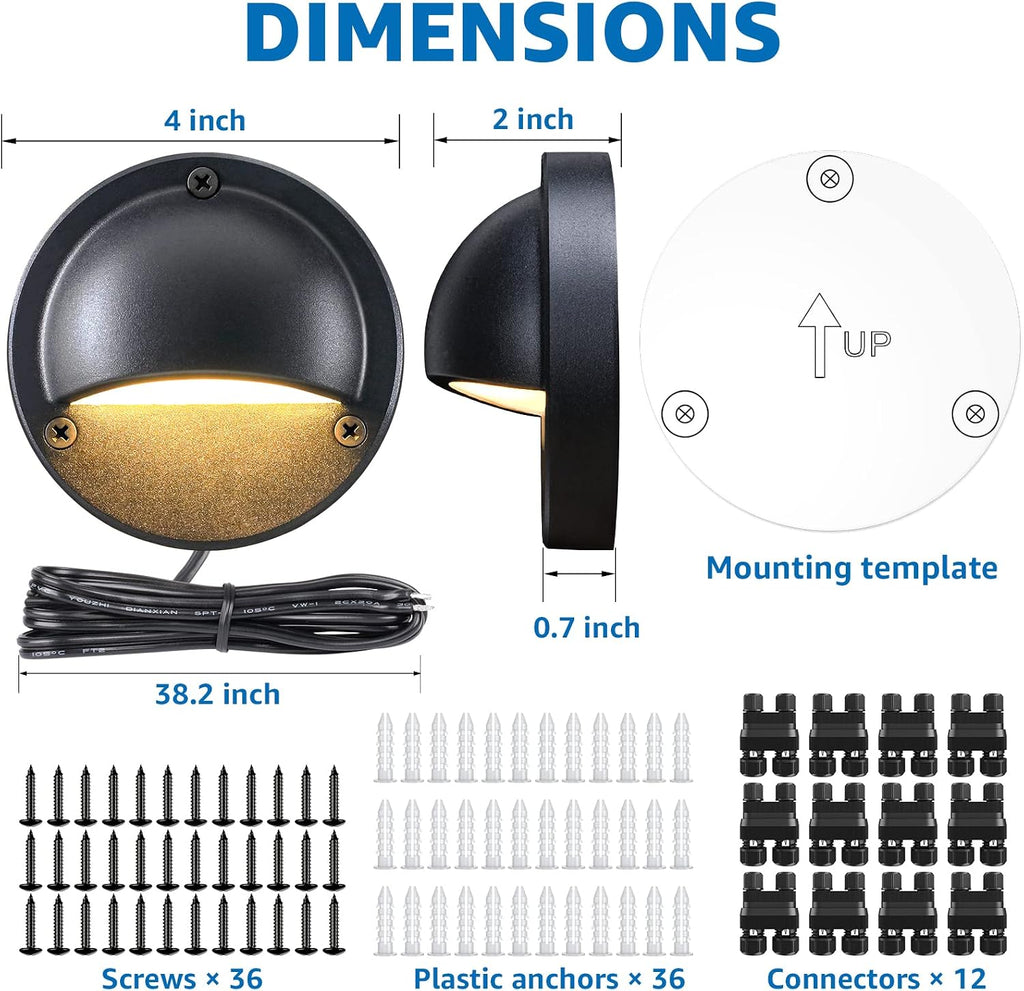 sunvie 4" low voltage deck lights 3000k 5w, side view