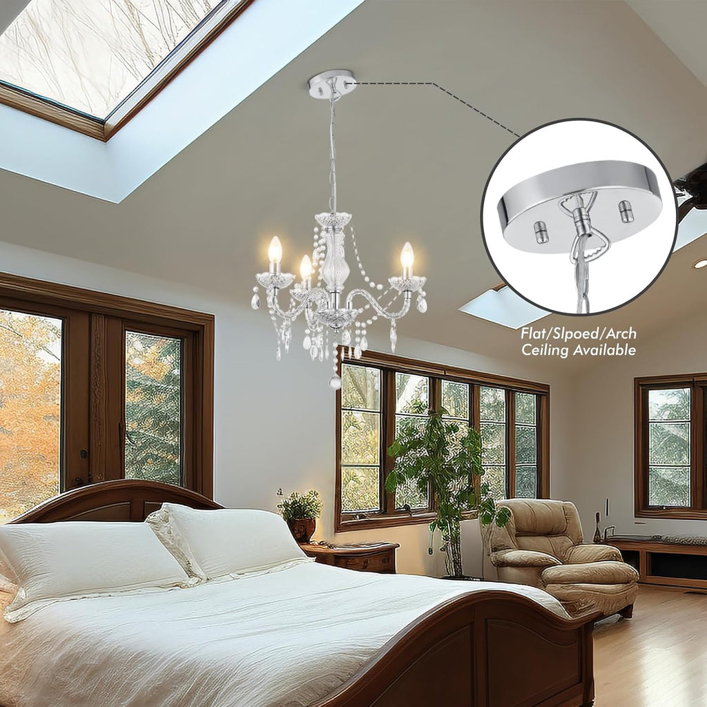 Luvkczc Chandeliers for Dining Room, 3-Light Acrylic Ceiling Light Adjustable Chain&E12 Base Pendant Light for Bedroom, Dining Room, Living Room