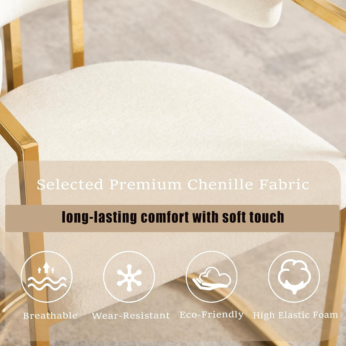 Hyfirm Boucle Dining Chairs Set of 4, Modern Barrel Upholstered Dining Room Chairs with Armrests Gold Metal Legs, Accent Kitchen Chair for Restaurant Living Room, White