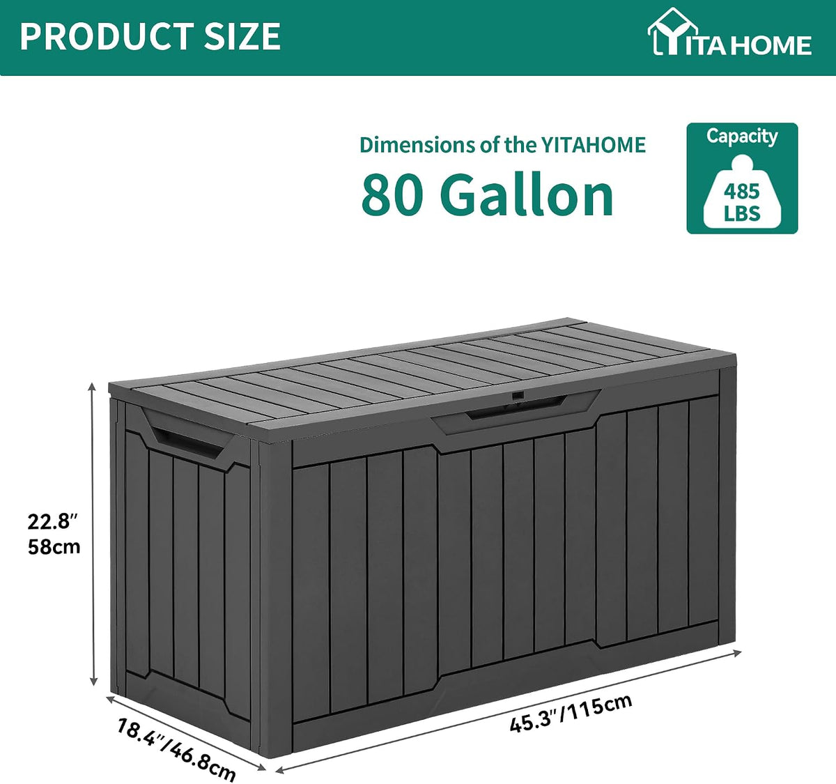 YITAHOME 80 Gallon Resin Deck Box