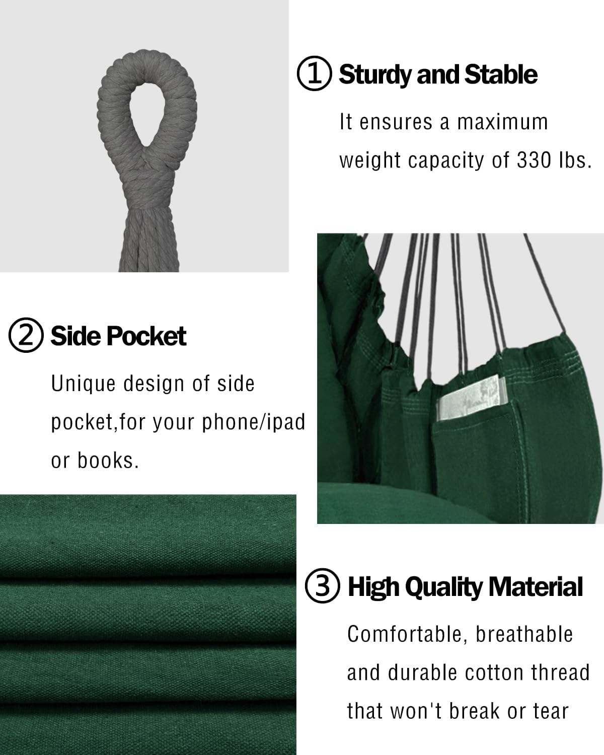 halalona hammock chair hanging hammock chair rope swing, close-up detail