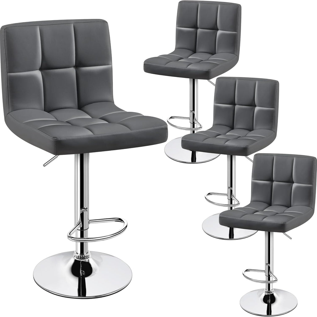 Yaheetech Bar Stools Set of 4 Adjustable Counter Height Barstools Gray