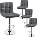 Yaheetech Bar Stools Set of 4 Adjustable Counter Height Barstools Gray