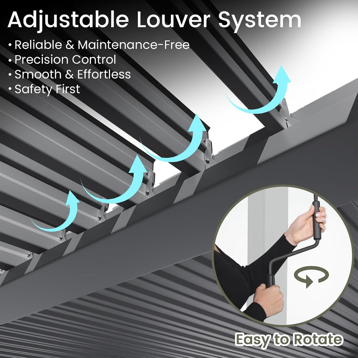 Louvered Pergola 10' x 13', Outdoor Aluminum Pergola, Gray