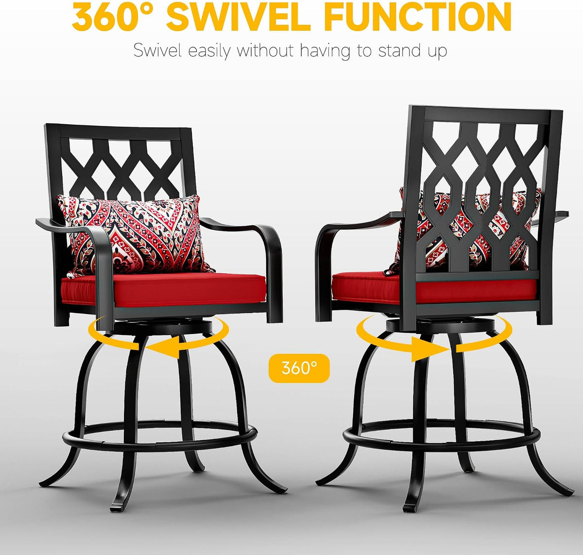dwvo metal outdoor bar stools set of 2 showing dimensions