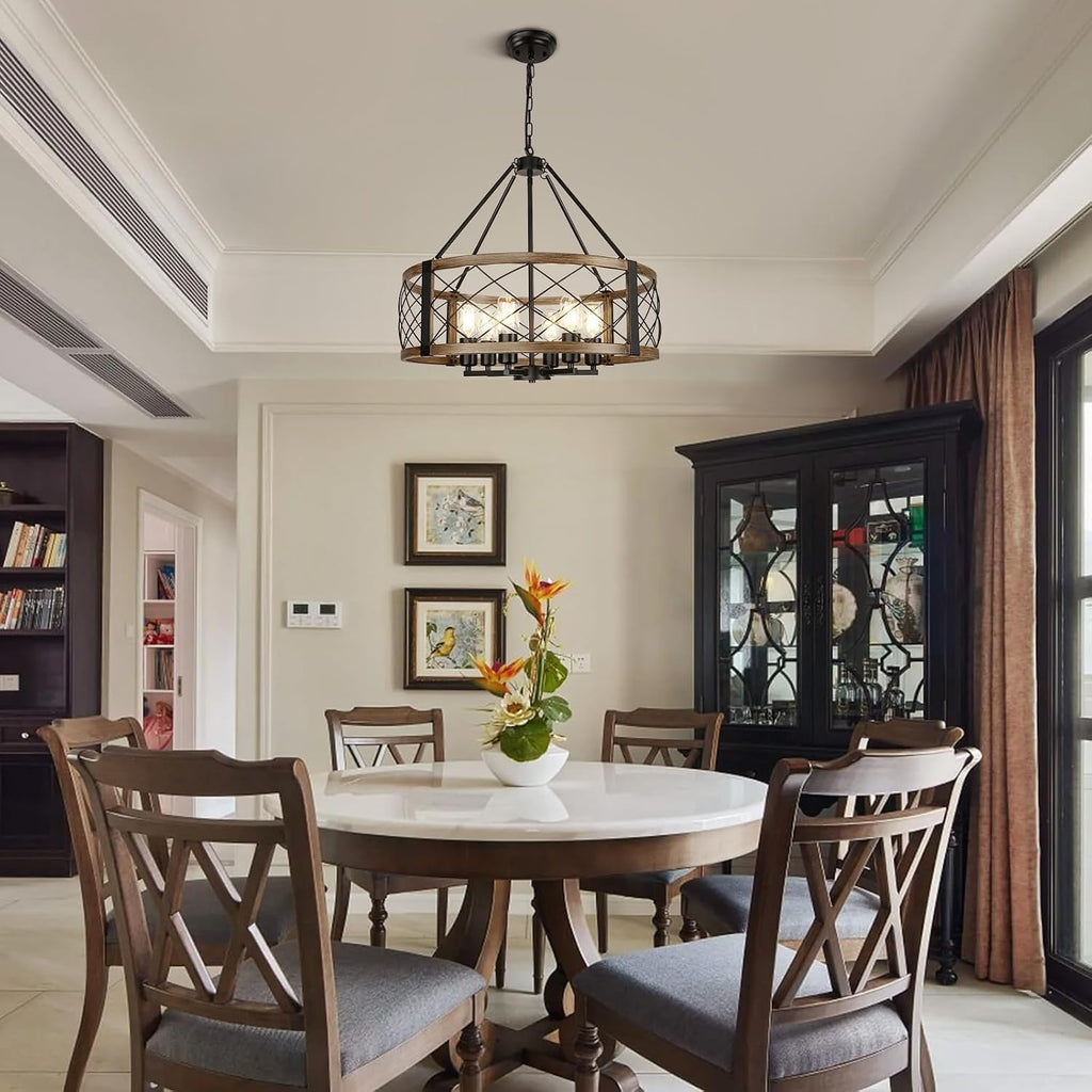 6-light 22.5'' farmhouse chandelier for dining room light, close-up detail